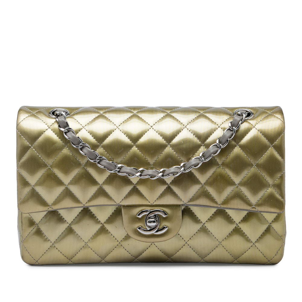 Pre-Loved Chanel Medium Classic Striated Patent Double Flap